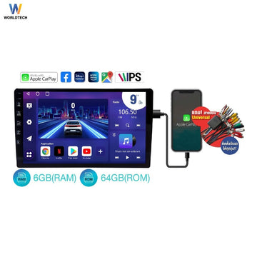 Worldtech จอแอนดรอยด์ติดรถยนต์ 9 นิ้ว Ram 6 Rom 64GB รุ่น LX-DDN9AND-6GB_CARPLAY ฟรีสาย Universal ติดตั้งได้กับทุกรุ่น